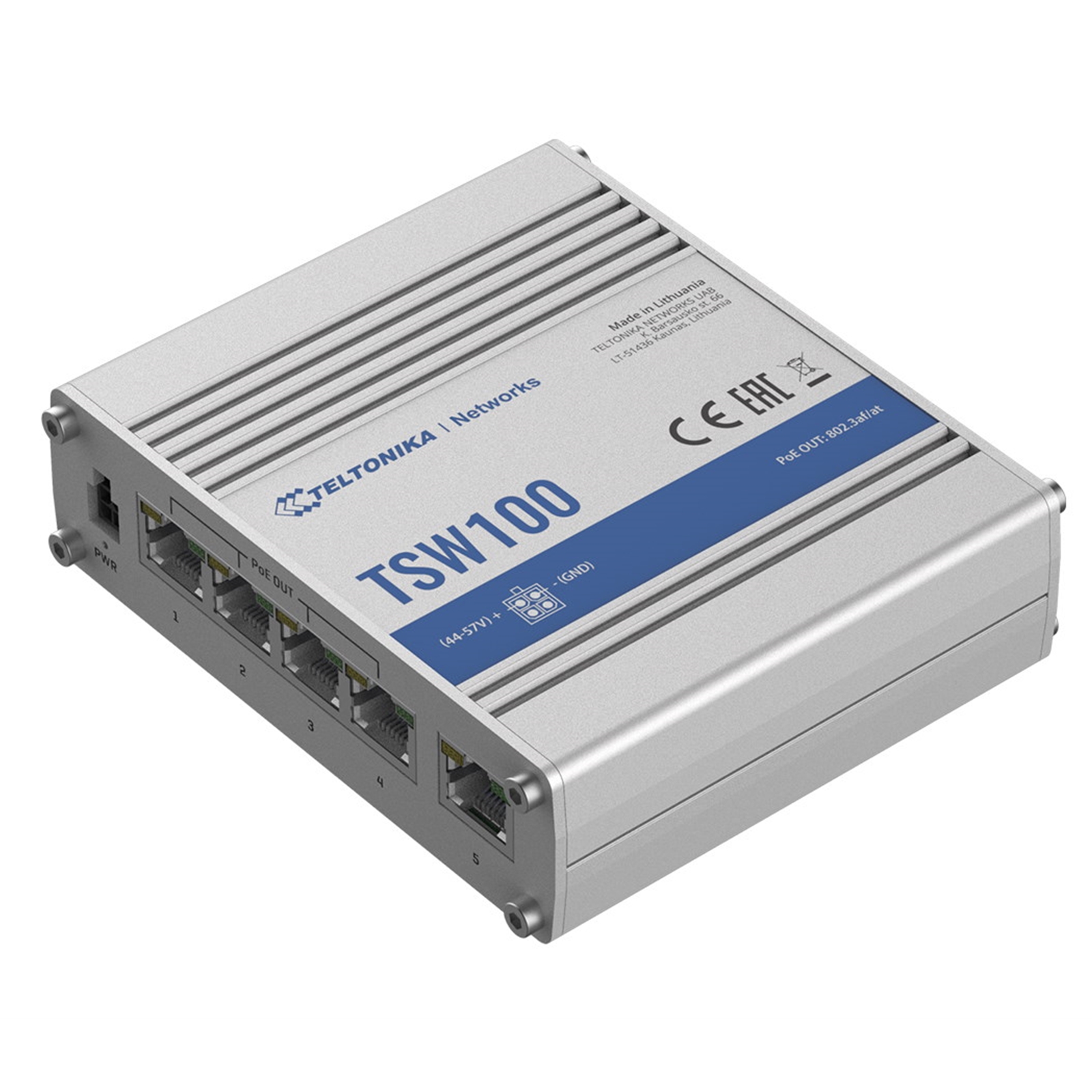 Image of TELTONIKA TSW100 Industrial Unmanaged 4 Port POE+ Network Switch