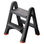 SLINGSBY Folding Plastic Step Stool 150Kg Capacity W495 x D172 x H640mm Black - 333650 DD