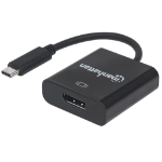 Manhattan USB-C to DisplayPort 1.2 Adapter Cable, 4K@30Hz, 21cm, Male to Female, Black, Lifetime Warranty
