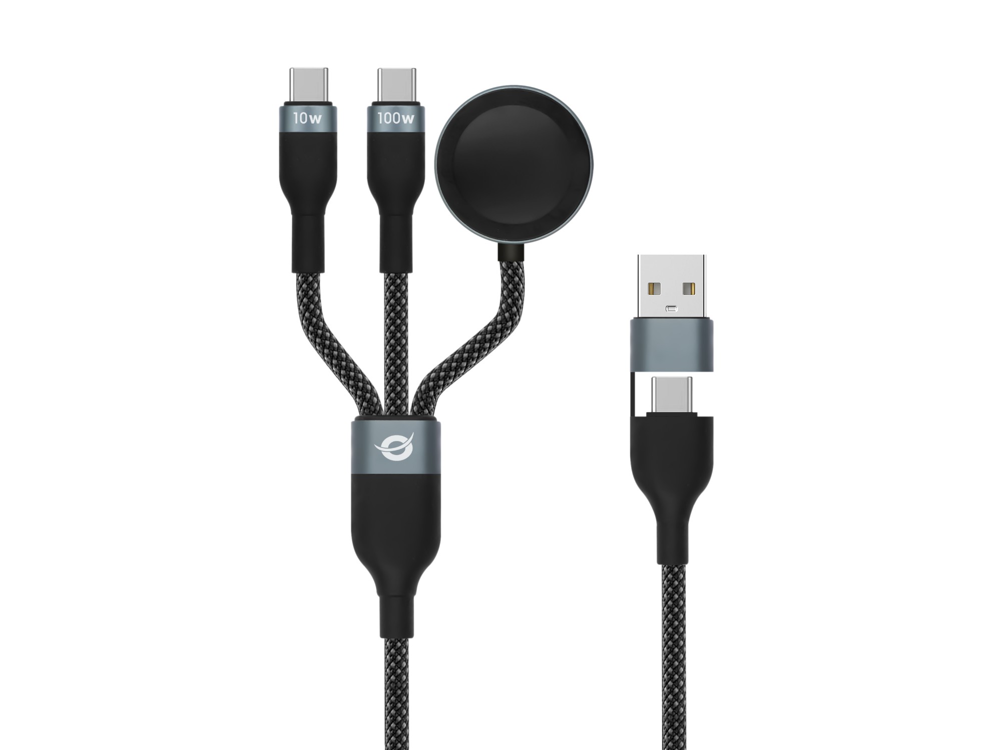 Conceptronic ETTA08B15 3-in-1 100W Fast Charging Data Cable 1.5m. USB-