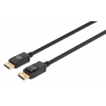 Manhattan DisplayPort 1.4 Cable, 8K@60hz, 2m, Braided Cable, Male to Male, Equivalent to DP14MM2M, With Latches, Fully Shielded, Black, Lifetime Warranty, Polybag
