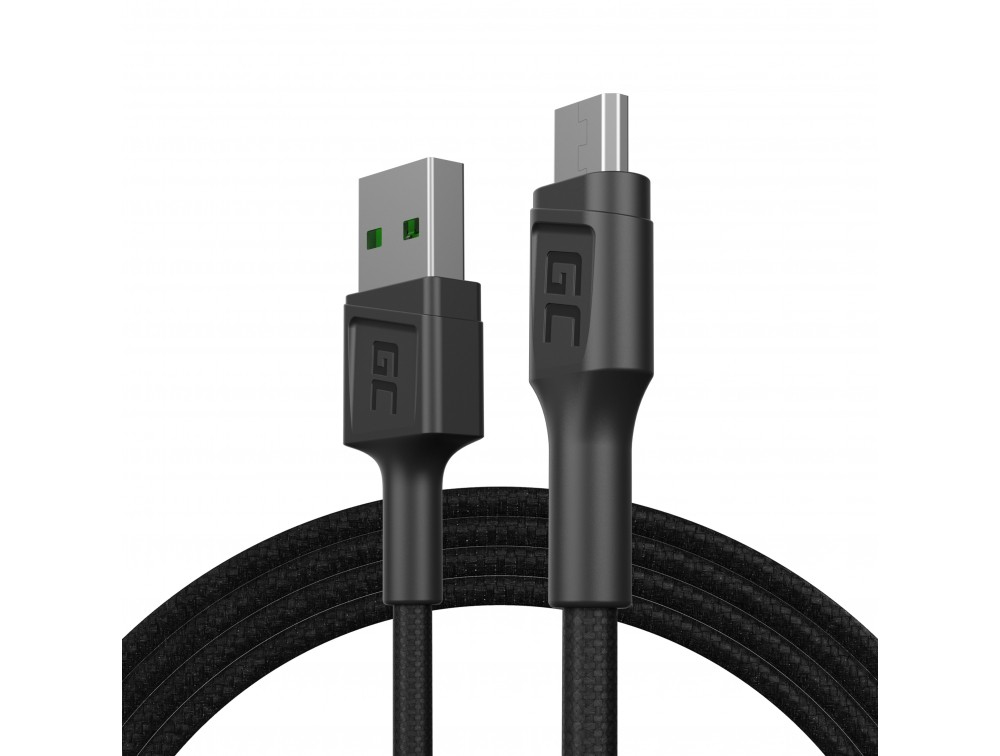 Green Cell KABGC20 USB cable 1.2 m USB 2.0 USB A Micro-USB B Black