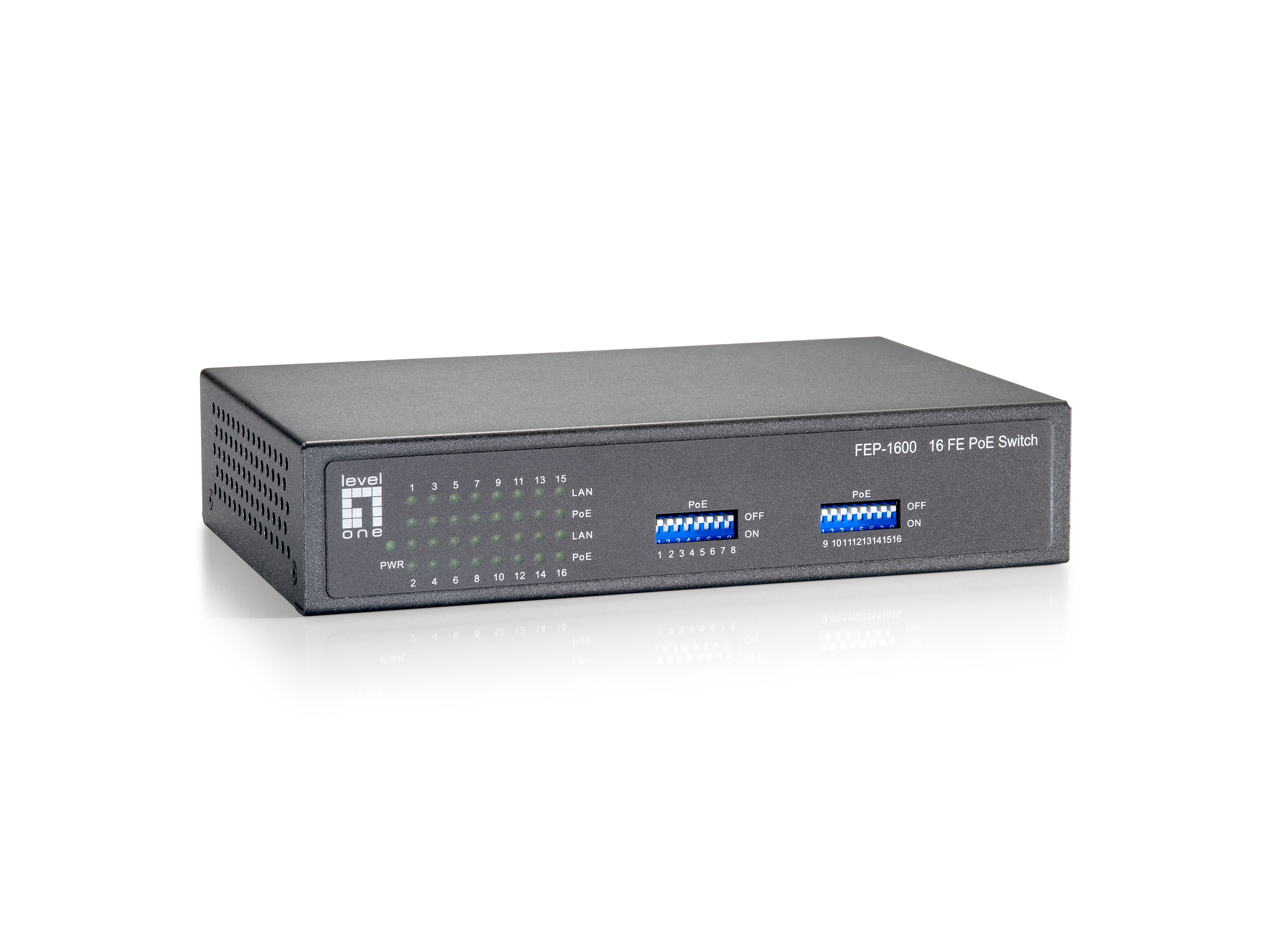 Image of LevelOne 16-Port Fast Ethernet PoE Switch, 90W