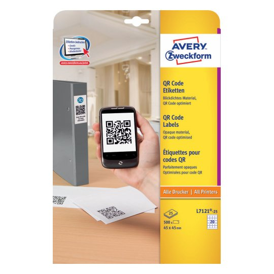 Photos - Self-Stick Notes Avery L7121-25 self-adhesive label Square Permanent White 500 pc(s)