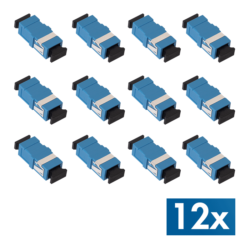 LogiLink Fiber Adapter SC Simplex, 12 pieces, without flange, blue