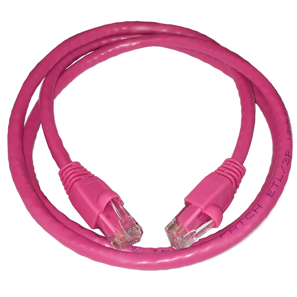 Videk Cat6 Booted UTP RJ45 to RJ45 Patch Cable Pink 2Mtr