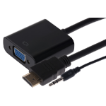 Nikkai HDMI to VGA Female + 3.5mm Audio Jack Port Adapter 10cm Cable