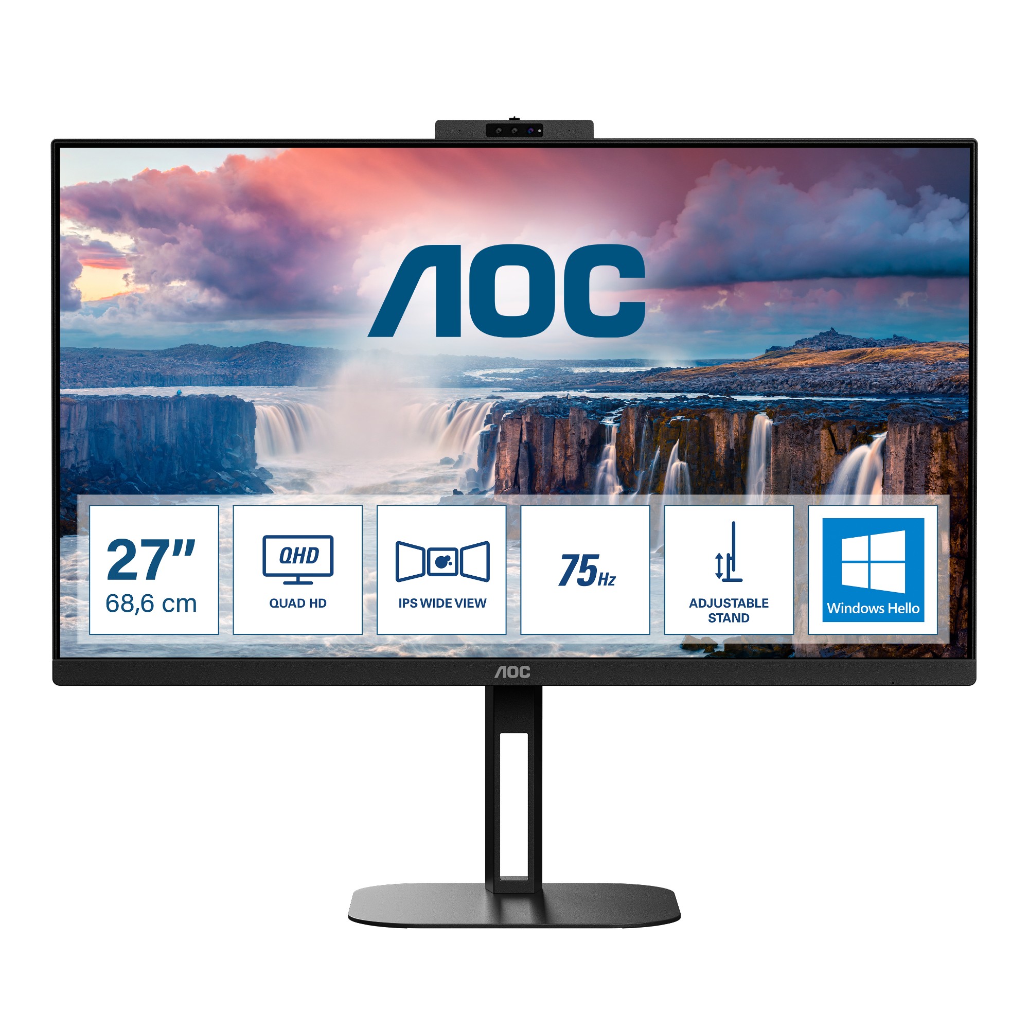 Screen size (inch) 27, Panel resolution 2560x1440, Refresh rate 75 Hz, Response time MPRT 1 ms, Panel type IPS, USB-C connectivity USB-C 3.2 x 1 (DP alt mode, upstream, power delivery up to 65 W), HDMI HDMI 2.0 x 1, Display Port DisplayPort 1.4 x 1, D-SUB