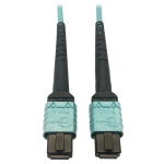 Tripp Lite N846D-01M-24AAQ 400G Multimode 50/125 OM4 Plenum-Rated Fiber Optic Cable, 24F MTP/MPO-PC (F/F), Aqua, 1 m