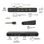 Port Designs Port Connect Universal Type-C Office dock. Includes 2 x DisplayPort 1.4++; 1 x HDMI 2.0; 2x USB-C 3.1 Gen 2; 2x USB-A 3.1 Gen 2; 2x USB-A 2.0; Gigabit RJ45; 1 x 3.5mm combo jack and 100w power delivery.