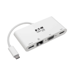 Tripp Lite U444-06N-HV4GU USB-C Multiport Adapter - 4K HDMI, VGA, USB 3.x (5Gbps) Hub Port, GbE, HDCP, White