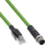 InLine Industrial network cable, M12 4-pin D-coded male plug to RJ45, PUR 20m