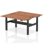 Dynamic Air Back-to-Back W1600 x D800mm Height Adjustable Sit Stand 2 Person Bench Desk With Cable Ports Walnut Finish Black Frame - HA02334 DD