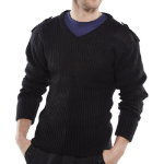 BEESWIFT Acrylic Mod V-Neck Sweater Black S