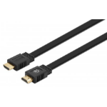 Manhattan HDMI Cable with Ethernet (Flat), 4K@60Hz (Premium High Speed), 3m, Male to Male, Black, Ultra HD 4k x 2k, Fully Shielded, Gold Plated Contacts, Lifetime Warranty, Polybag