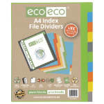 Eco Eco A4 50% Recycled Wide Index File Dividers - 1 Set of 10