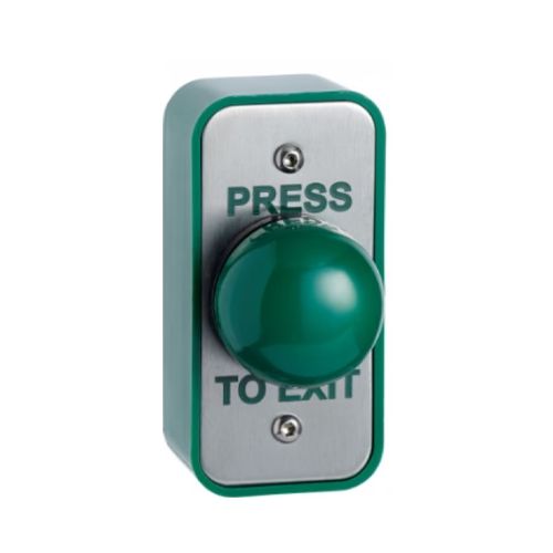 Surface narrow style green  dome stainless steel exit  button thumbnail