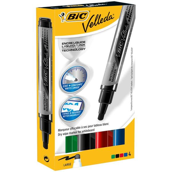 Image of BIC Velleda Liquid Ink Tank marker 4 pc(s) Black,Blue,Green,Red...