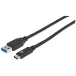 Manhattan USB-C to USB-A Cable, 1m, Male to Male, 10 Gbps (USB 3.2 Gen2 aka USB 3.1), 3A (fast charging), Equivalent to Startech USB31AC1M, SuperSpeed+ USB, Black, Lifetime Warranty, Polybag  Chert Nigeria