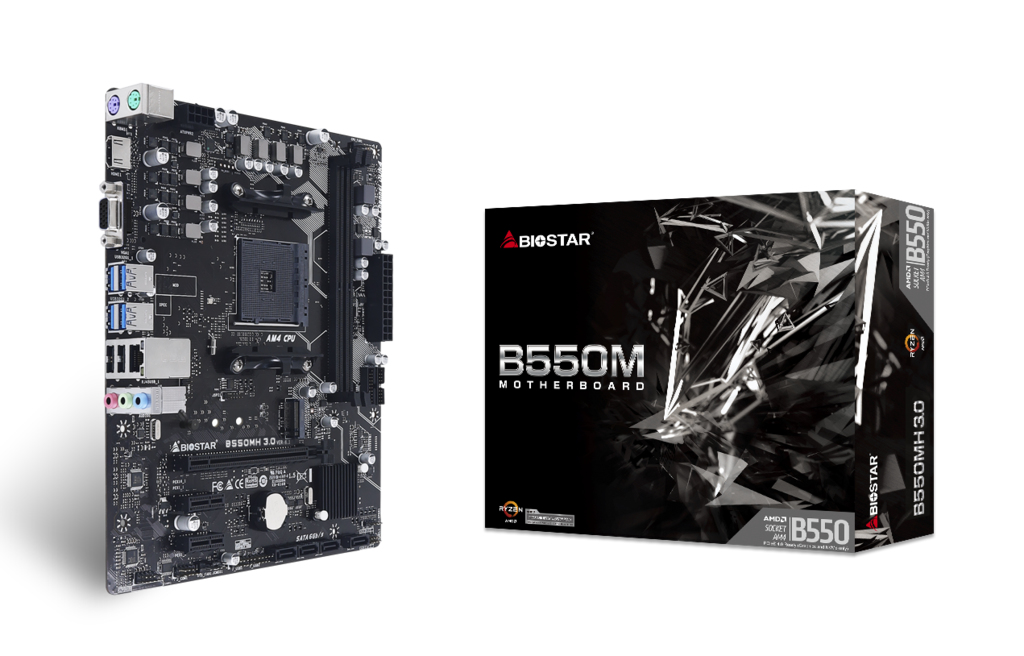 Biostar B550MH 3.0 moderkort AMD B550 Uttag AM4 micro ATX
