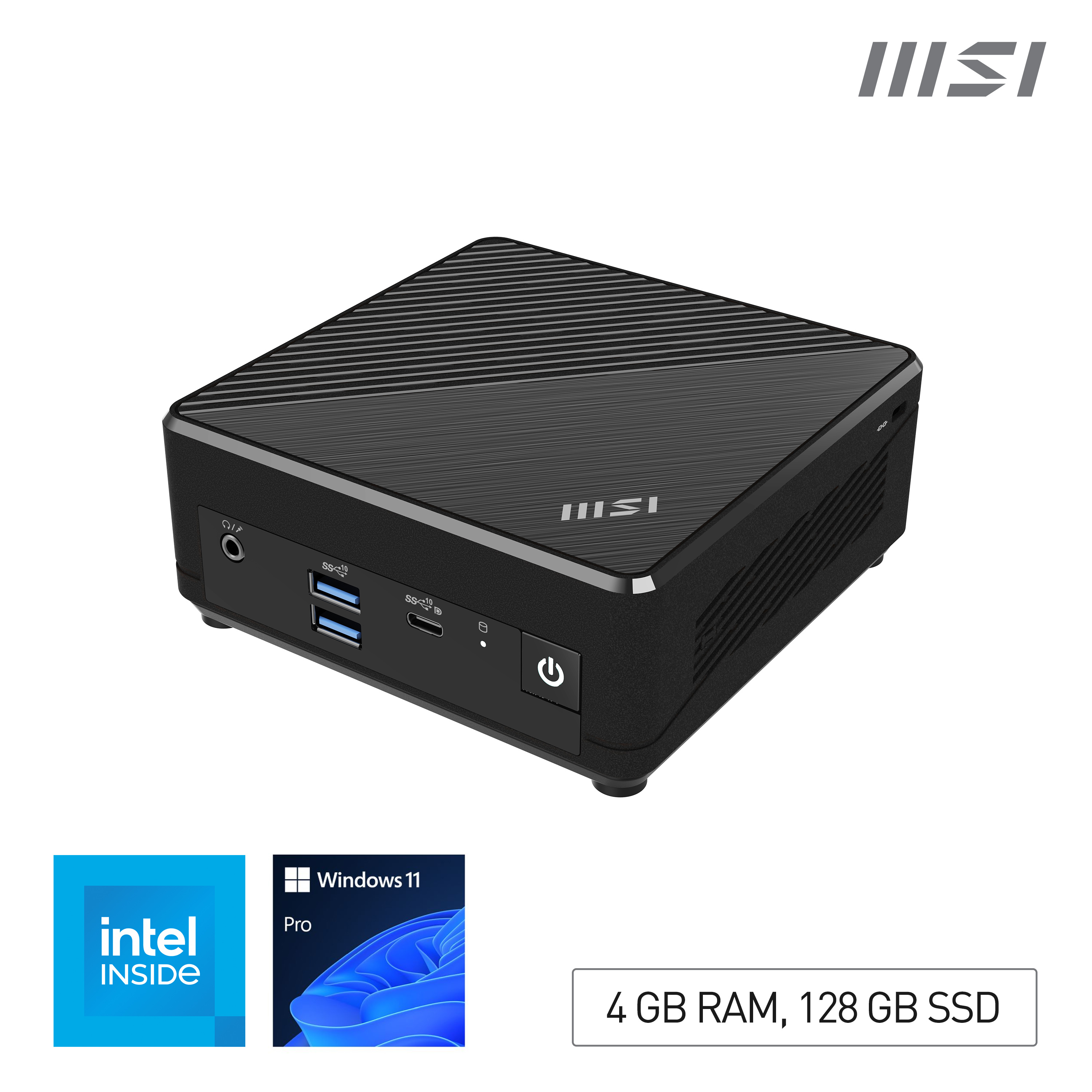 Image of MSI Cubi N ADL S Intel N100 Desktop PC, 4GB RAM, 128GB SSD, Mini...