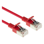 ACT Rode 2 meter LSZH U/FTP CAT6A datacenter slimline patchkabel snagless met RJ45 connectoren