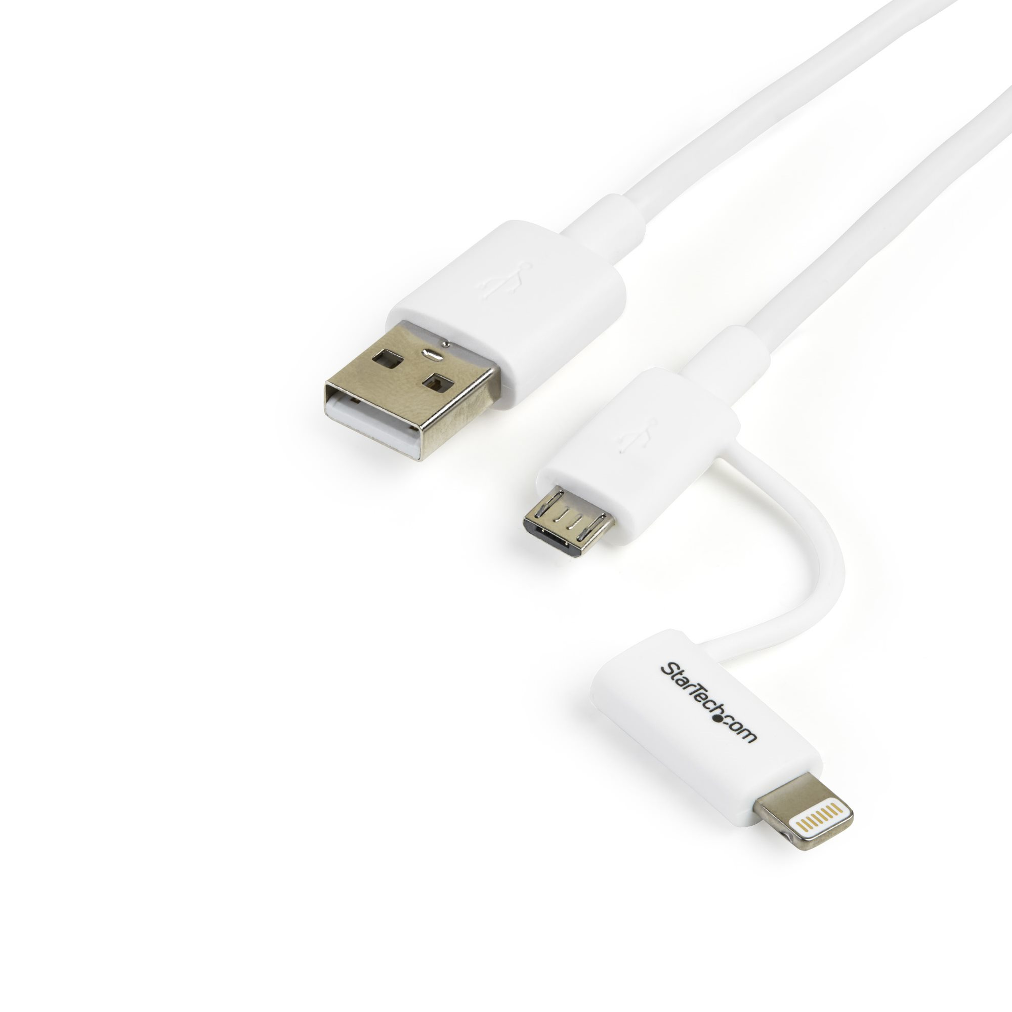 Image of StarTech.com 1 m (3 ft.) 2 in 1 Charging Cable - USB to Lightning...