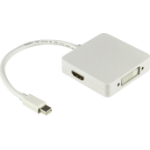 Deltaco DP-MULTI1 video cable adapter 0.2 m Mini DisplayPort DisplayPort + DVI + HDMI White