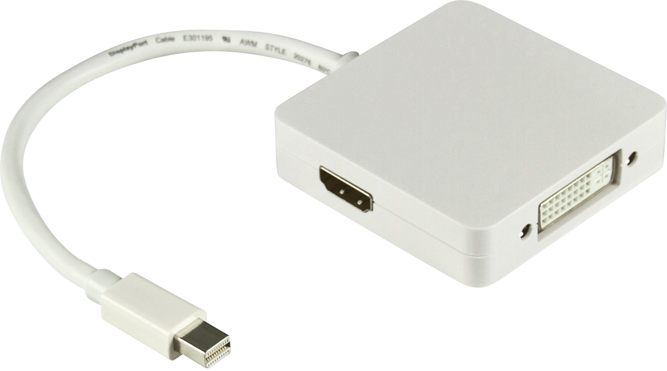 DP-MULTI1 DELTACO DP-MULTI1 - 0.2 m - Mini DisplayPort - DisplayPort + DVI + HDMI - Male - Female - 3840 x 2160 pixels