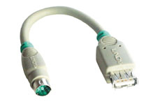 Image of Lindy USB - PS/2 Port Adapter PS/2 cable 0.15 m 6-p Mini-DIN USB A...