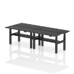 Dynamic Air Back-to-Back W1400 x D600mm Height Adjustable Sit Stand 4 Person Bench Desk With Cable Ports Black Finish Black Frame - HA02886 DD