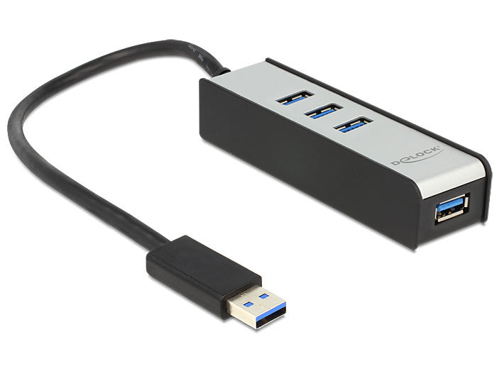Image of DeLOCK 62534 interface hub 5000 Mbit/s Black, Silver