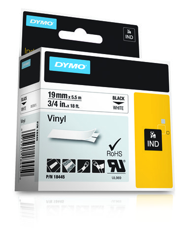 Dymo 18445 Rhino Label Printer Tape 19mmx5.5m Black on White S0718620