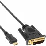 InLine Mini-HDMI to DVI cable, HDMI C male to DVI 18+1 male, gold plated, 1.5m