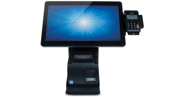 mPOS flip stand, can house 3_ printer, compatible with expansion module (E923781) and 10/15 inch i-series, White. Stand only (printer not included) thumbnail