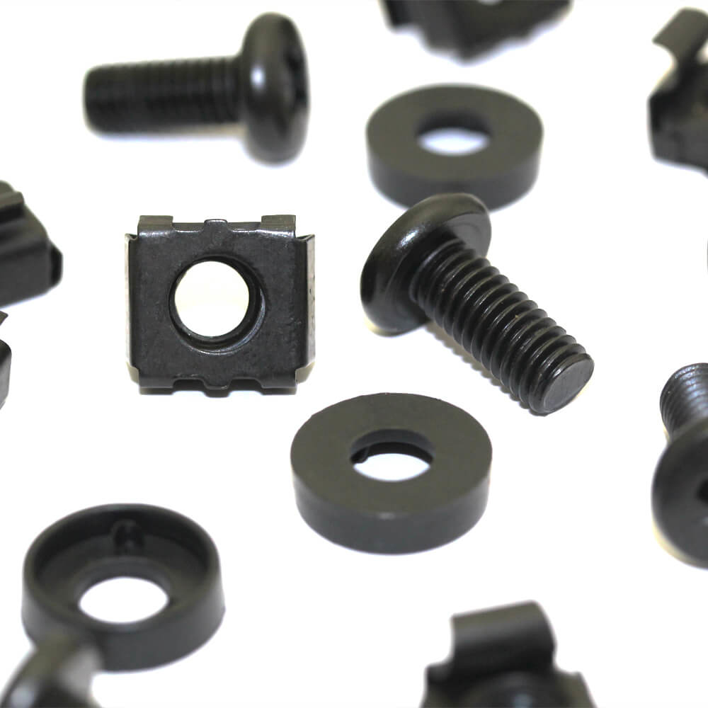 Videk Cage Nuts Washer & 6mm Screws Black Pack of 50