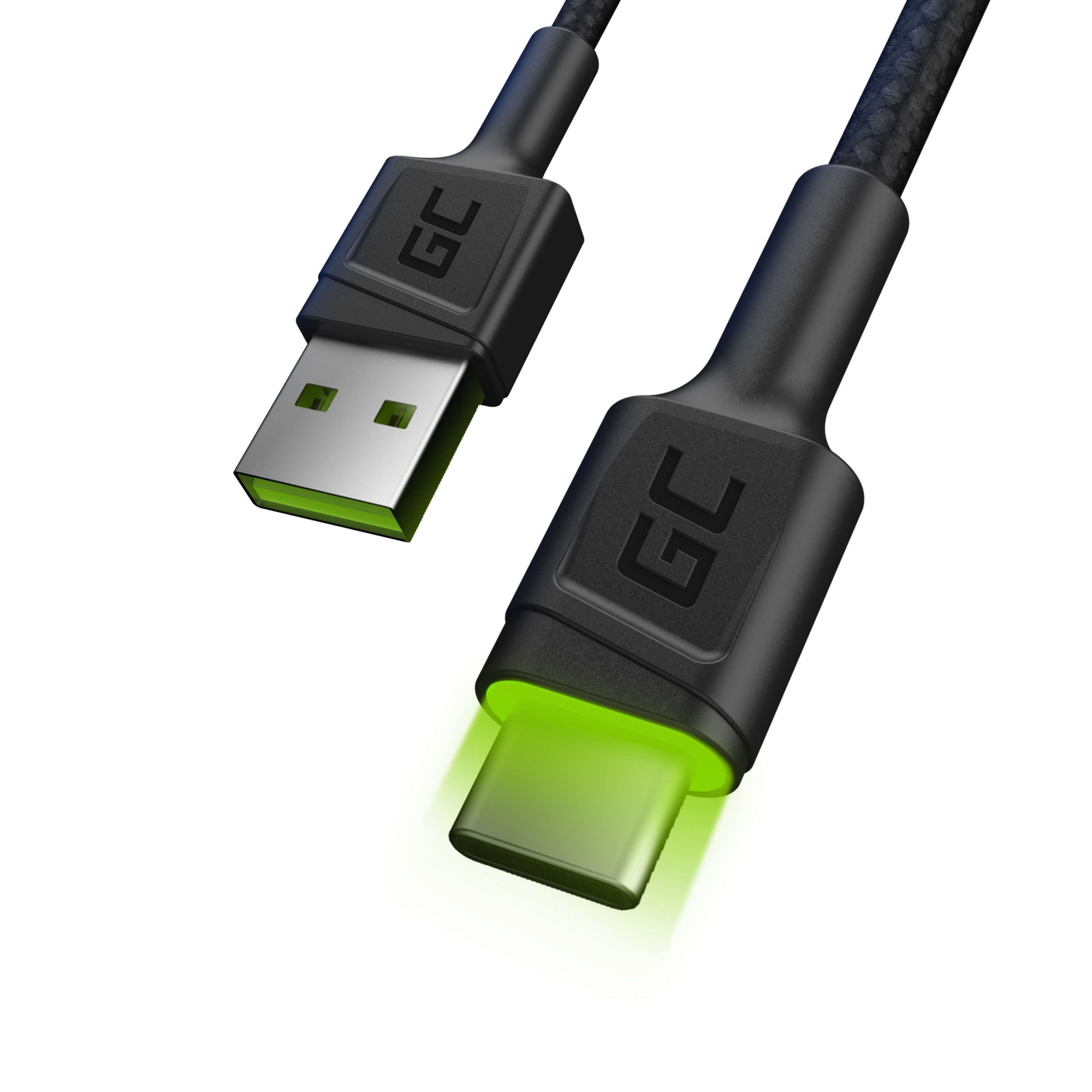 KABGC06 GREEN CELL USB 3.0 > USB-C (ST-ST) 1,2m Ladekabel LED Schwarz
