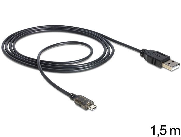 Image of DeLOCK USB 2.0-A - USB micro-B, 1.5m USB cable USB A Micro-USB B Black
