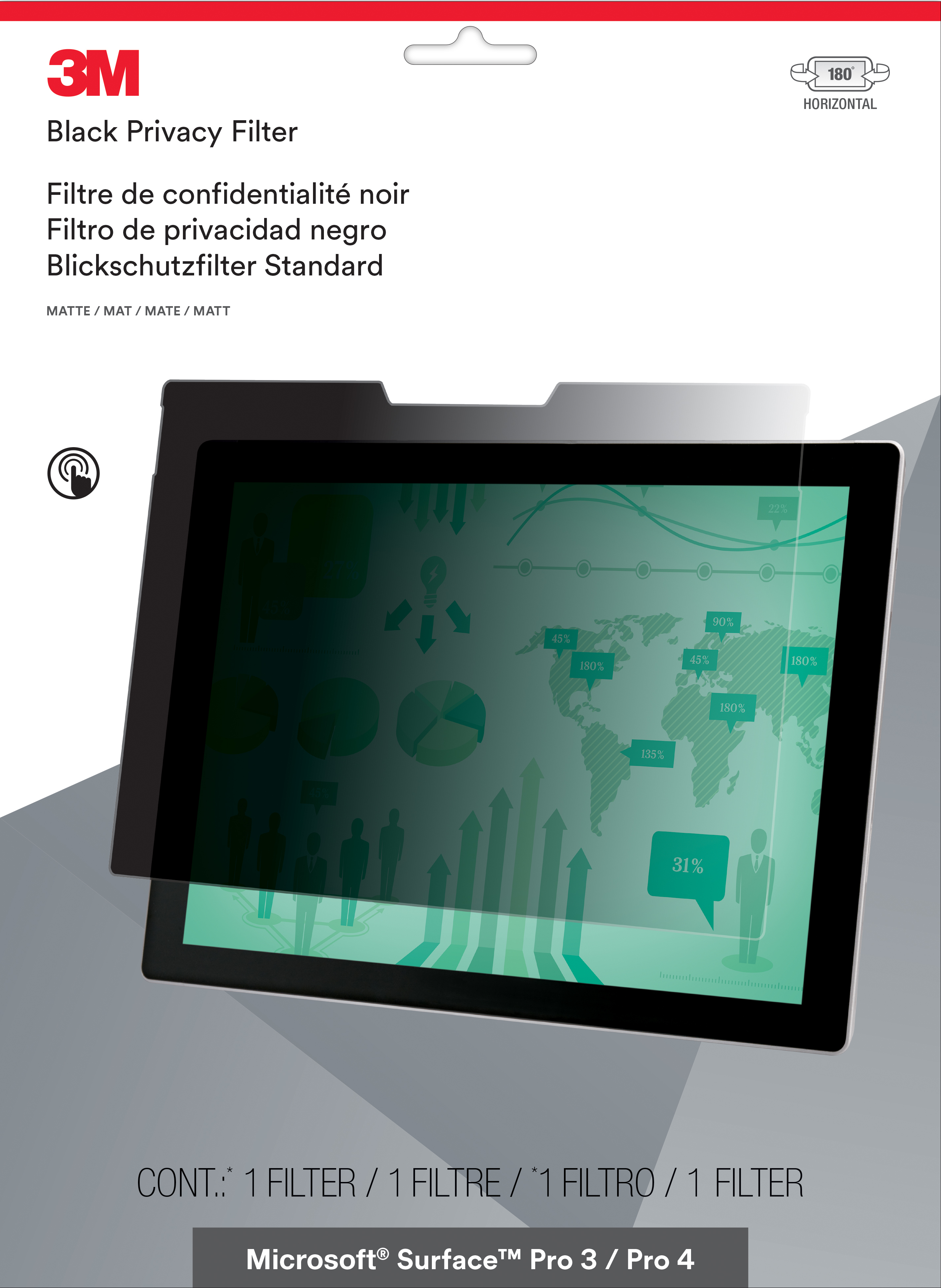 Image of 3M PFTMS001 Frameless display privacy filter 31.2 cm (12.3")