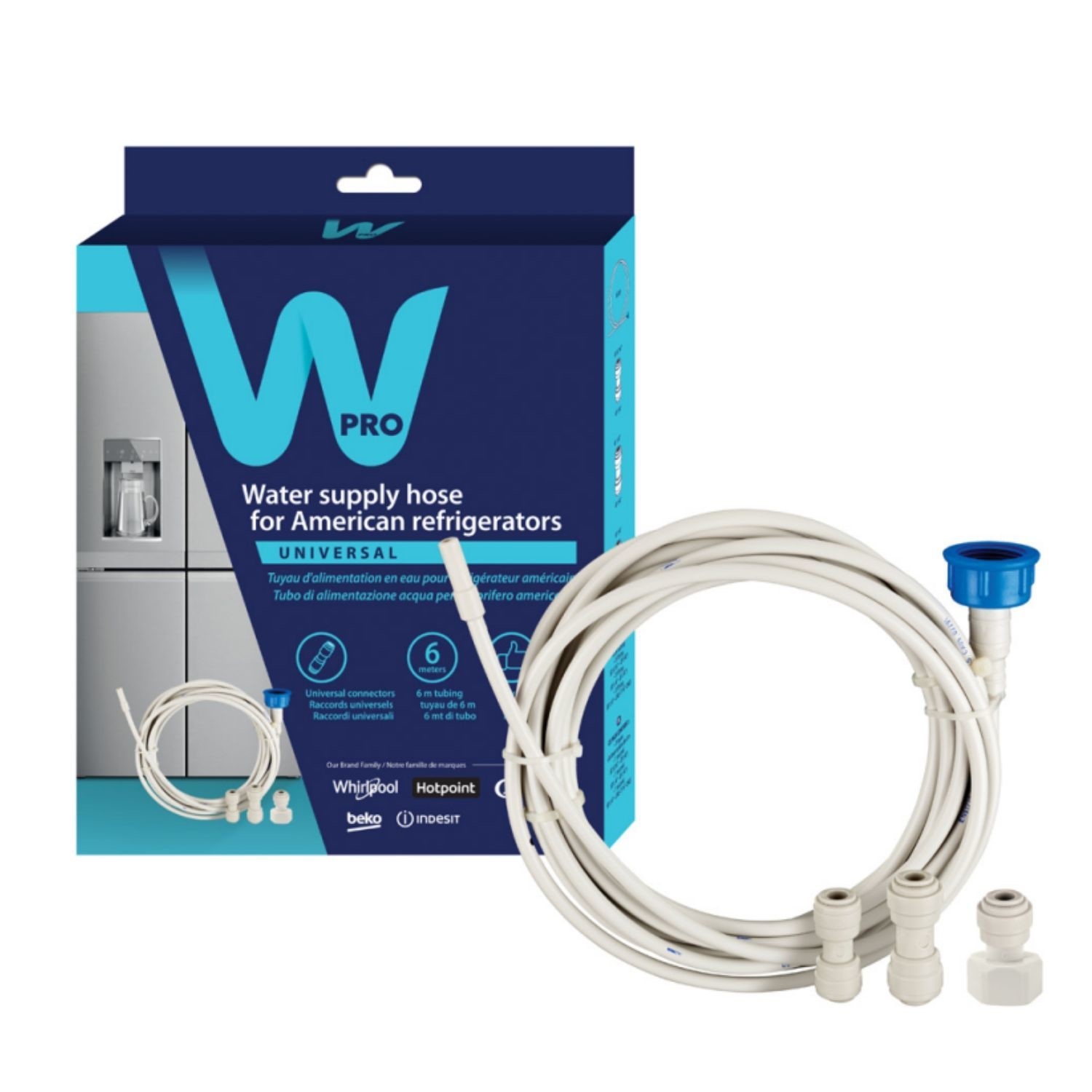 Whirlpool Wpro Universal Water Supply Hose for American Style Fridge Freezers