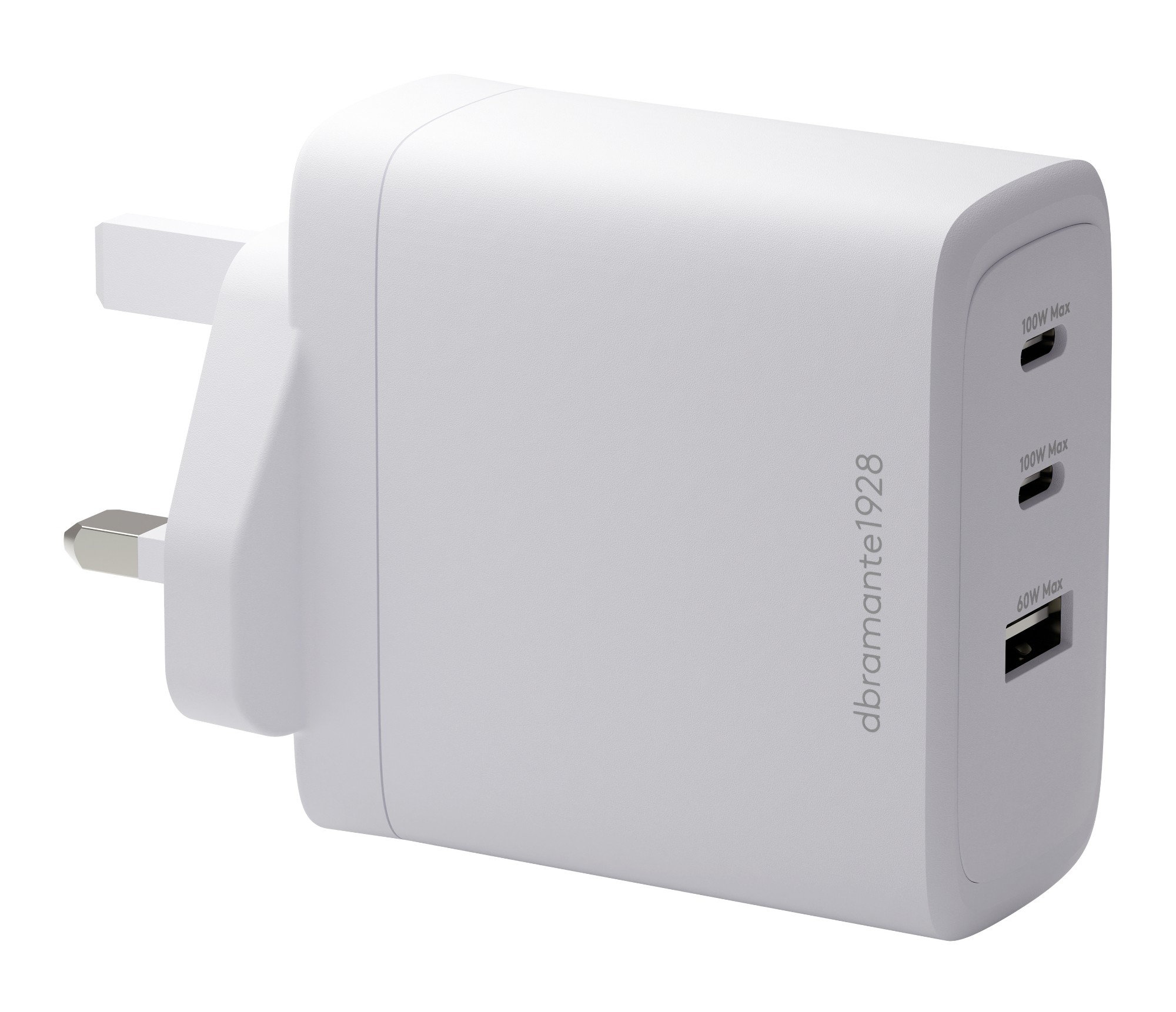 re-charge IT - Power adapter - 100 watt - 3 output connectors (2 x USB-C, USB) - white - United Kingdom thumbnail