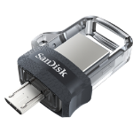 SanDisk 128GB Ultra Dual m3.0 USB flash drive USB Type-A / Micro-USB 3.2 Gen 2 (3.1 Gen 2) Grey, Stainless steel