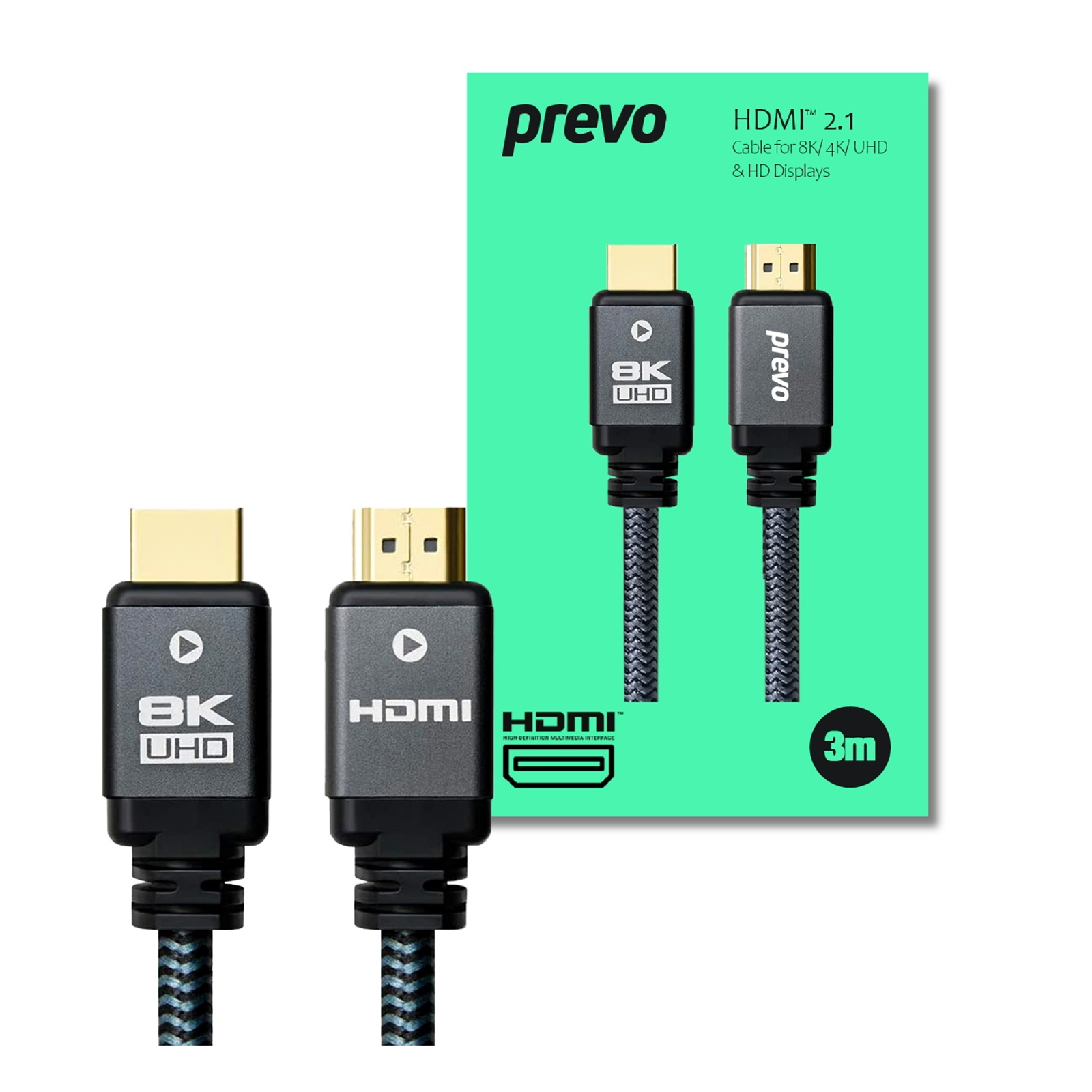 Photos - Cable (video, audio, USB) PREVO HDMI-2.1-3M HDMI cable HDMI Type A  Black(Standard)