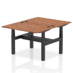 Dynamic Air Back-to-Back W1200 x D800mm Height Adjustable Sit Stand 2 Person Bench Desk With Cable Ports Walnut Finish Black Frame - HA01686 DD