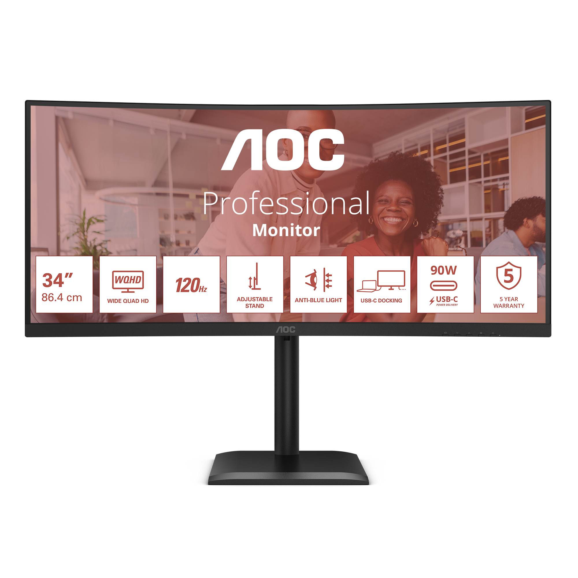 AOC E4 CU34E4CV computer monitor 86.4 cm (34") 3440 x 1440 pixels