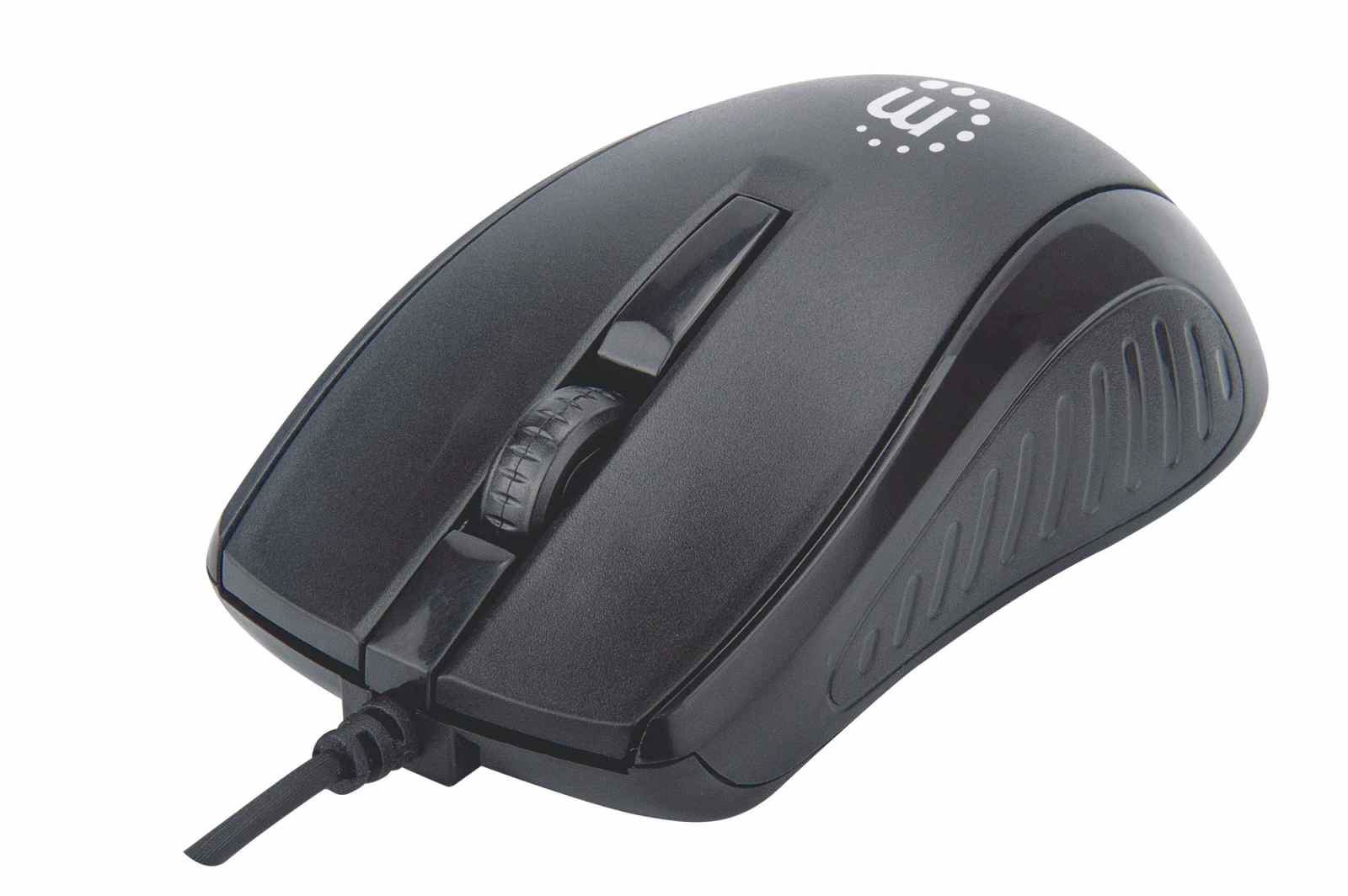 Manhattan Mouse USB Wired (Promo), Black, 1000dpi, USB-A, Optical, Compact, Three Button with Scroll Wheel, Low friction base, Polybag