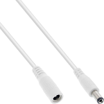 InLine DC extension cable, DC plug/socket 5.5x2.1mm, white, 0.5m