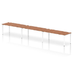 Dynamic Impulse W5400 x D800 x H750mm Single Row 3 Person Bench Desk Cable Management Ports Goal Post Leg Walnut Finish White Frame - IB00470 DD