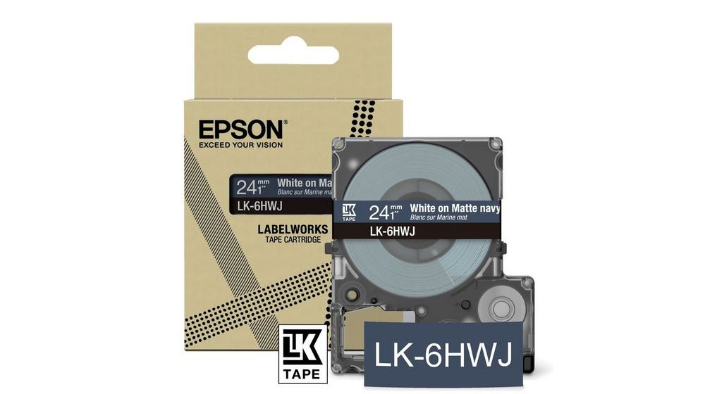 Epson White/Blue C53s672086/Lk-6Hwj Directlabel-Etikettes On Navy 24Mm