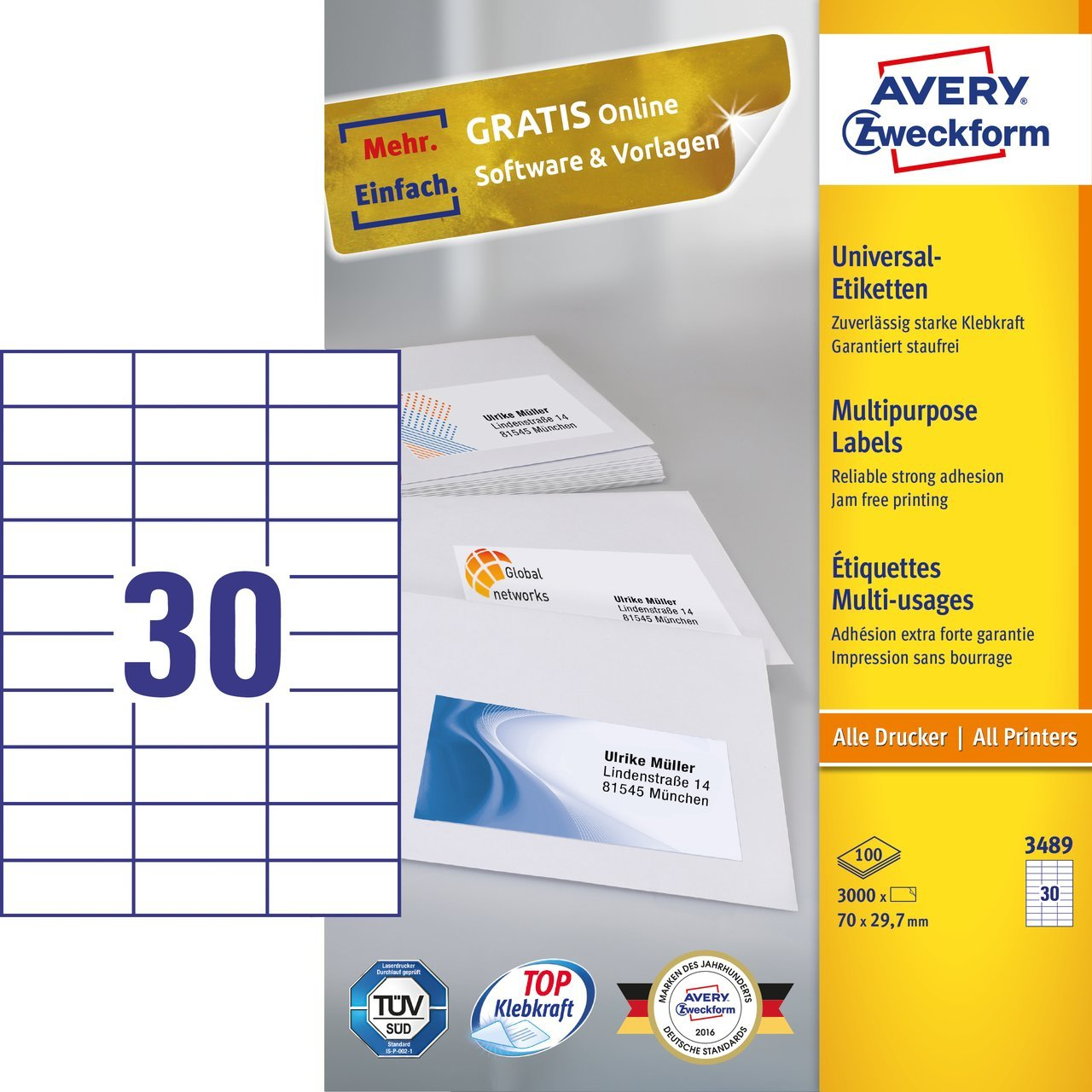 Photos - Self-Stick Notes Avery 3489 self-adhesive label Rectangle Permanent White 3000 pc(s)